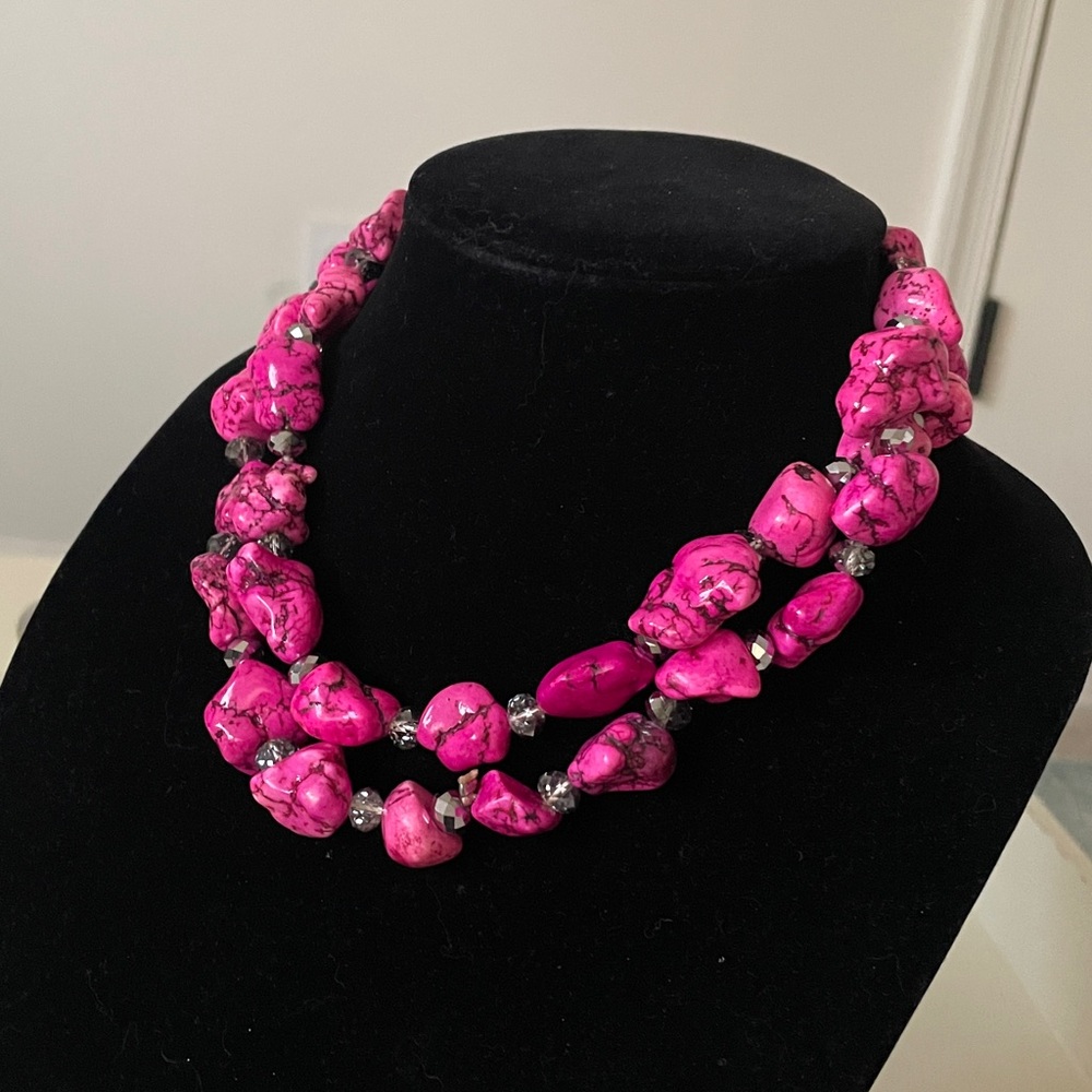 Pink stone necklace chunky